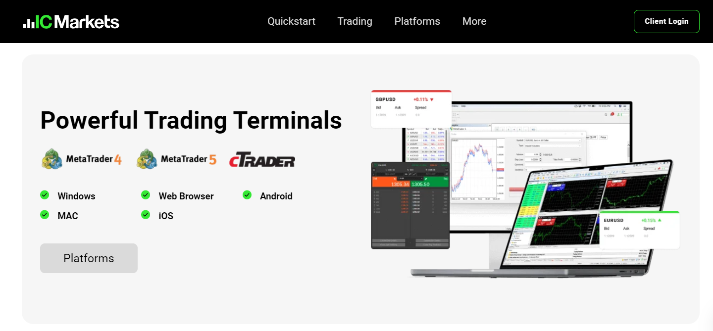 Aplicativos de negociação IC Markets
